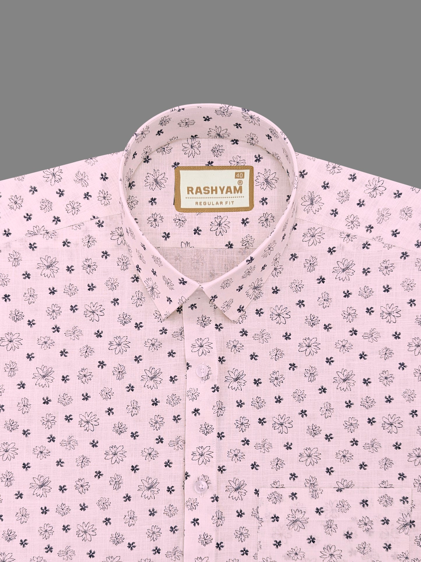 Luxurious Italian Linen Cotton Light Pink Printed Shirt