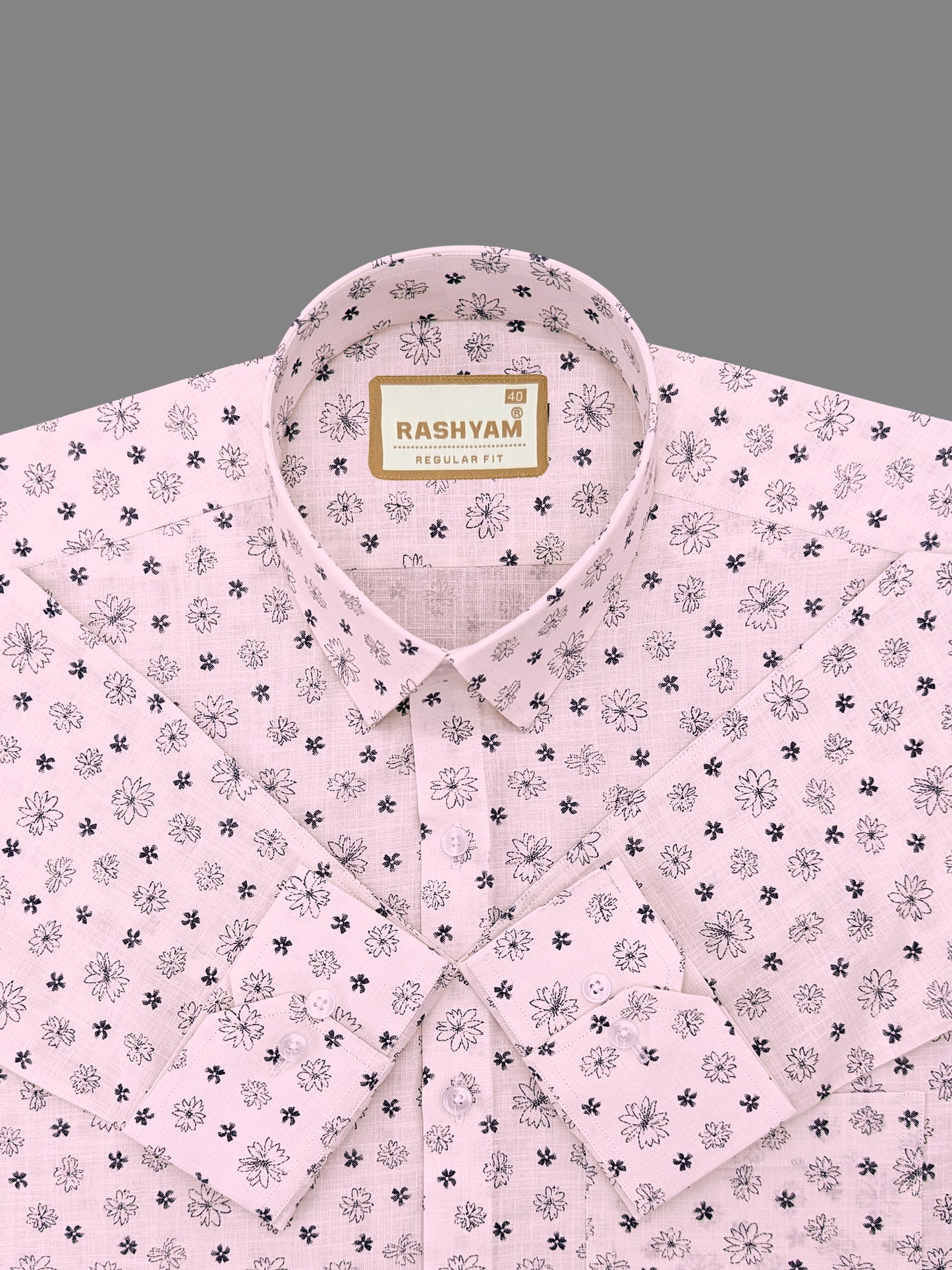 Luxurious Italian Linen Cotton Light Pink Printed Shirt