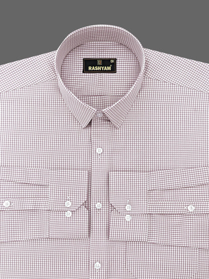 Vernazza Pastel purple Gingham Checked Formal Cotton Shirt for men