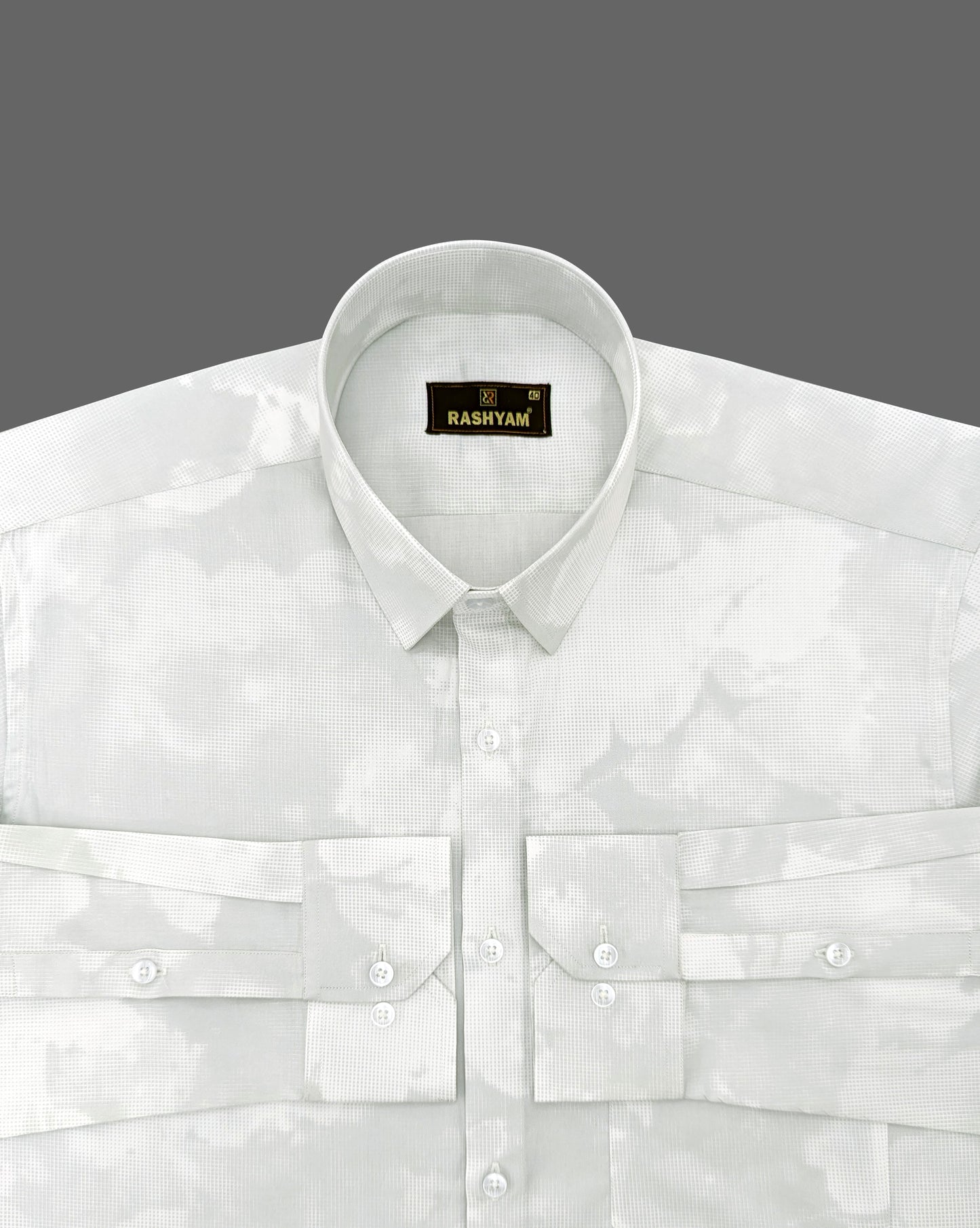 Bruciato Greenish White Luxurious Soft Pure Cotton Printed Shirt For Men