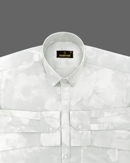 Bruciato Greenish White Luxurious Soft Pure Cotton Printed Shirt For Men