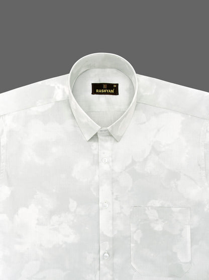 Bruciato Greenish White Luxurious Soft Pure Cotton Printed Shirt For Men