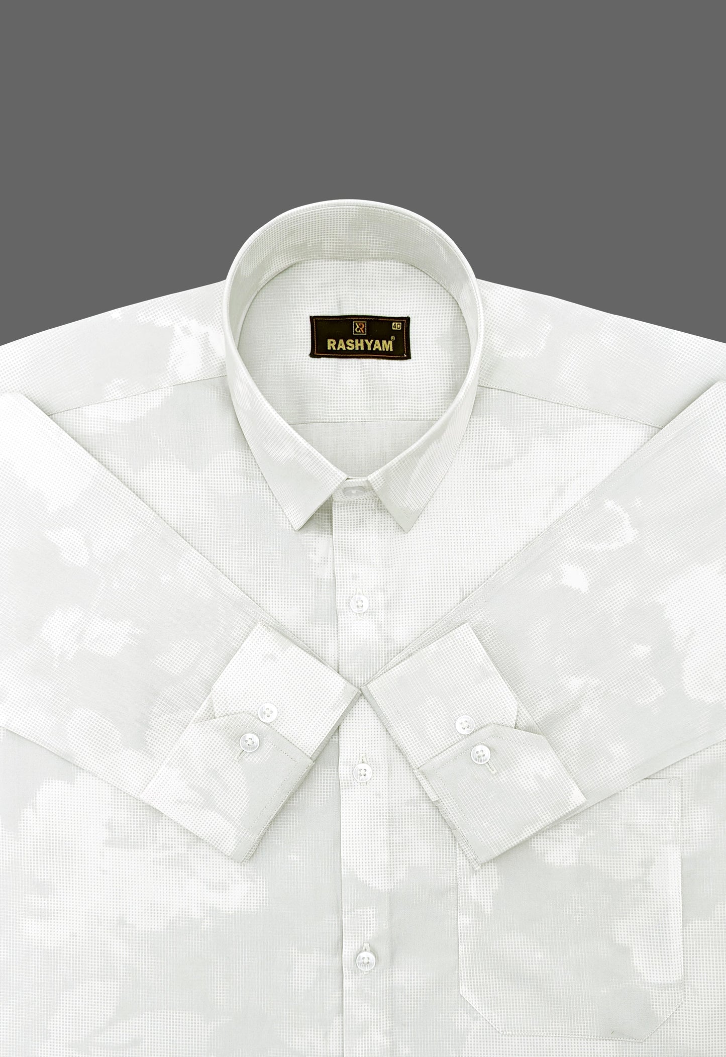 Bruciato Greenish White Luxurious Soft Pure Cotton Printed Shirt For Men