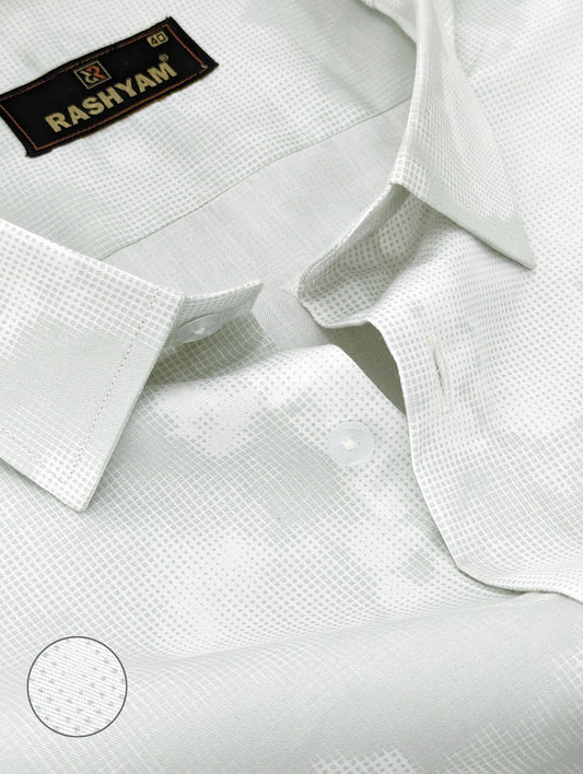 Bruciato Greenish White Luxurious Soft Pure Cotton Printed Shirt For Men