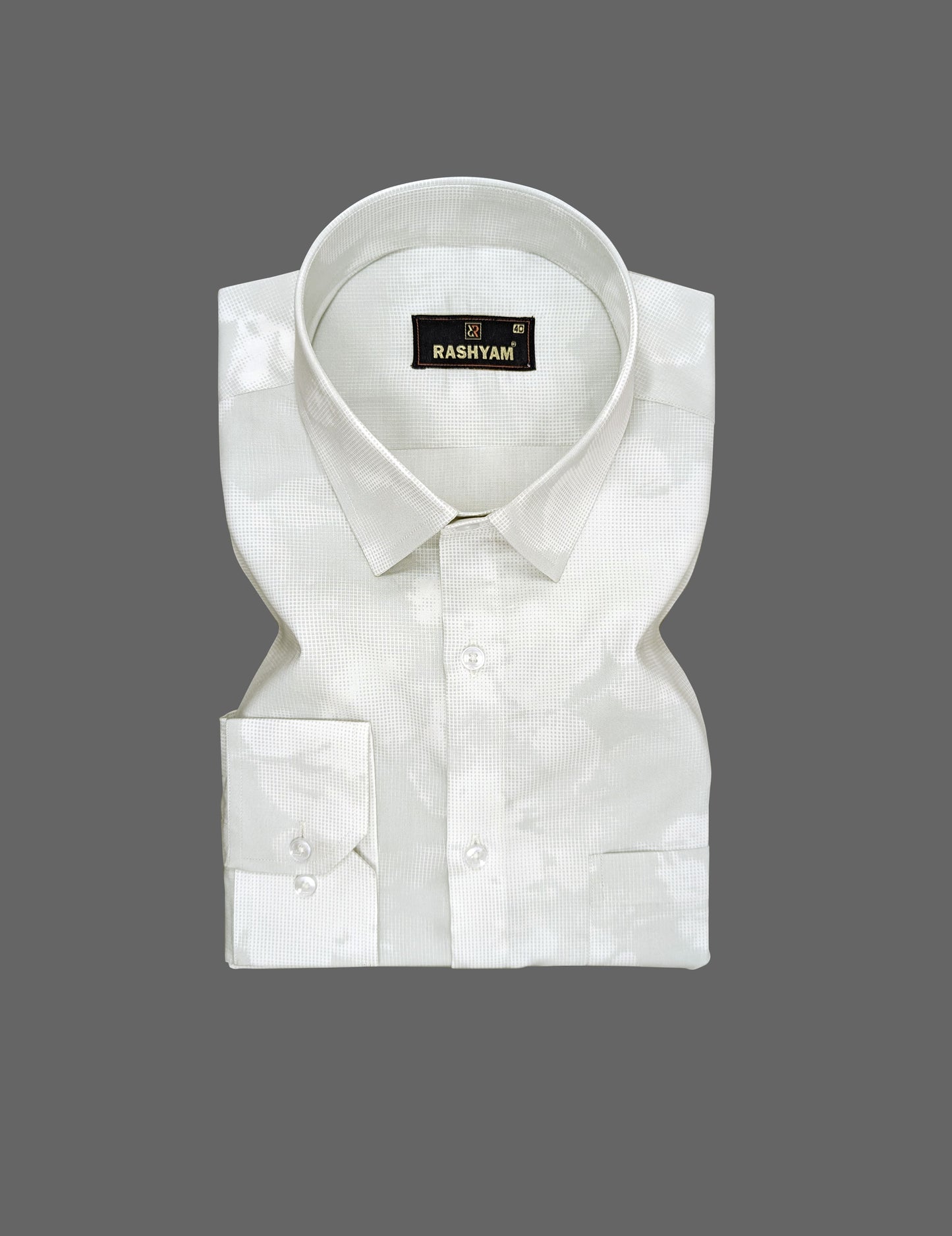 Bruciato Greenish White Luxurious Soft Pure Cotton Printed Shirt For Men