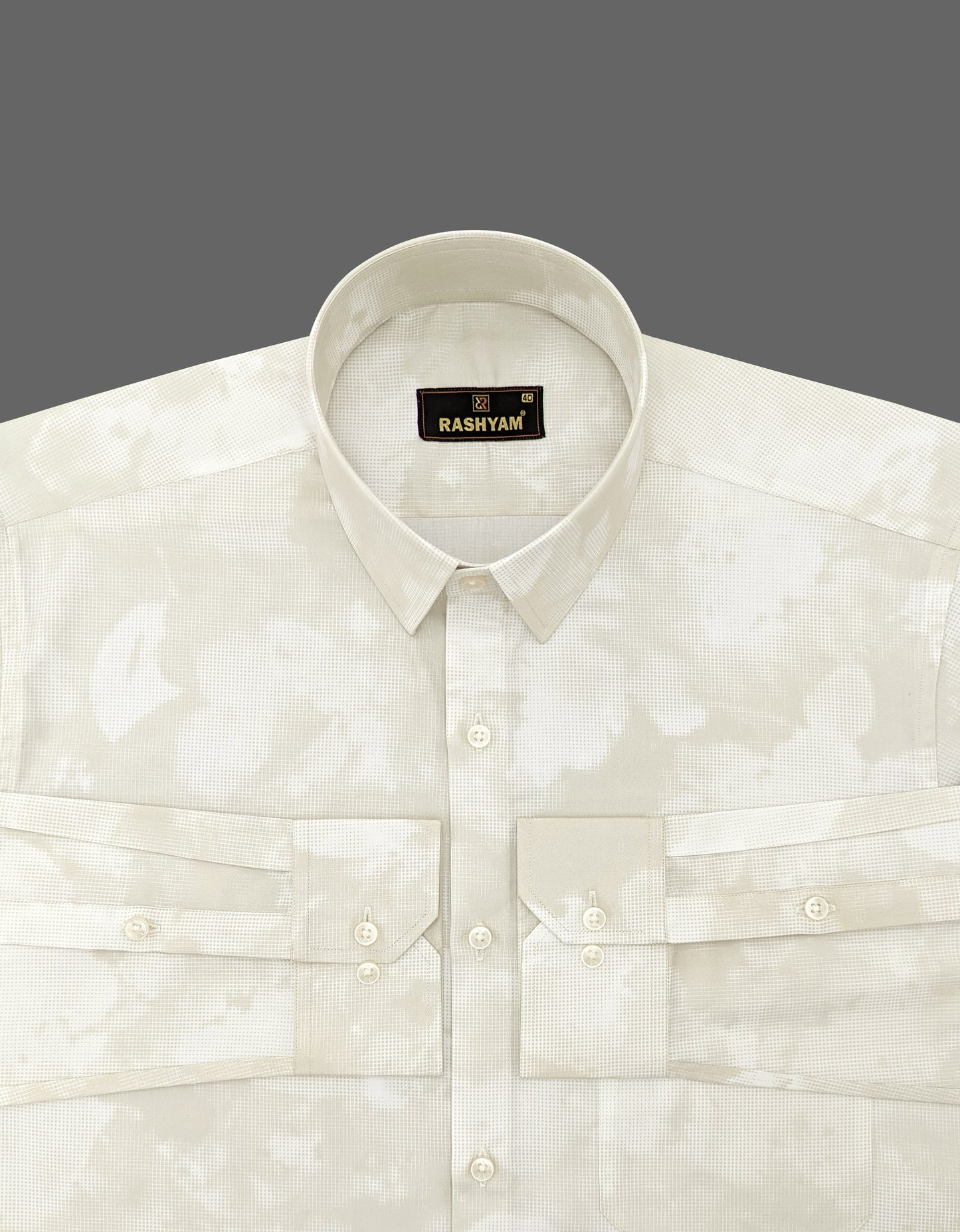 Bruciato Vanilla White Luxurious Soft Pure Cotton Printed Shirt For Men