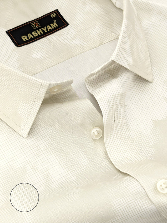 Bruciato Vanilla White Luxurious Soft Pure Cotton Printed Shirt For Men