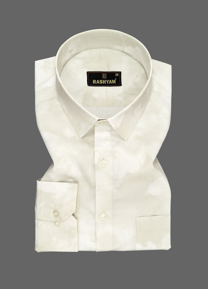 Bruciato Vanilla White Luxurious Soft Pure Cotton Printed Shirt For Men