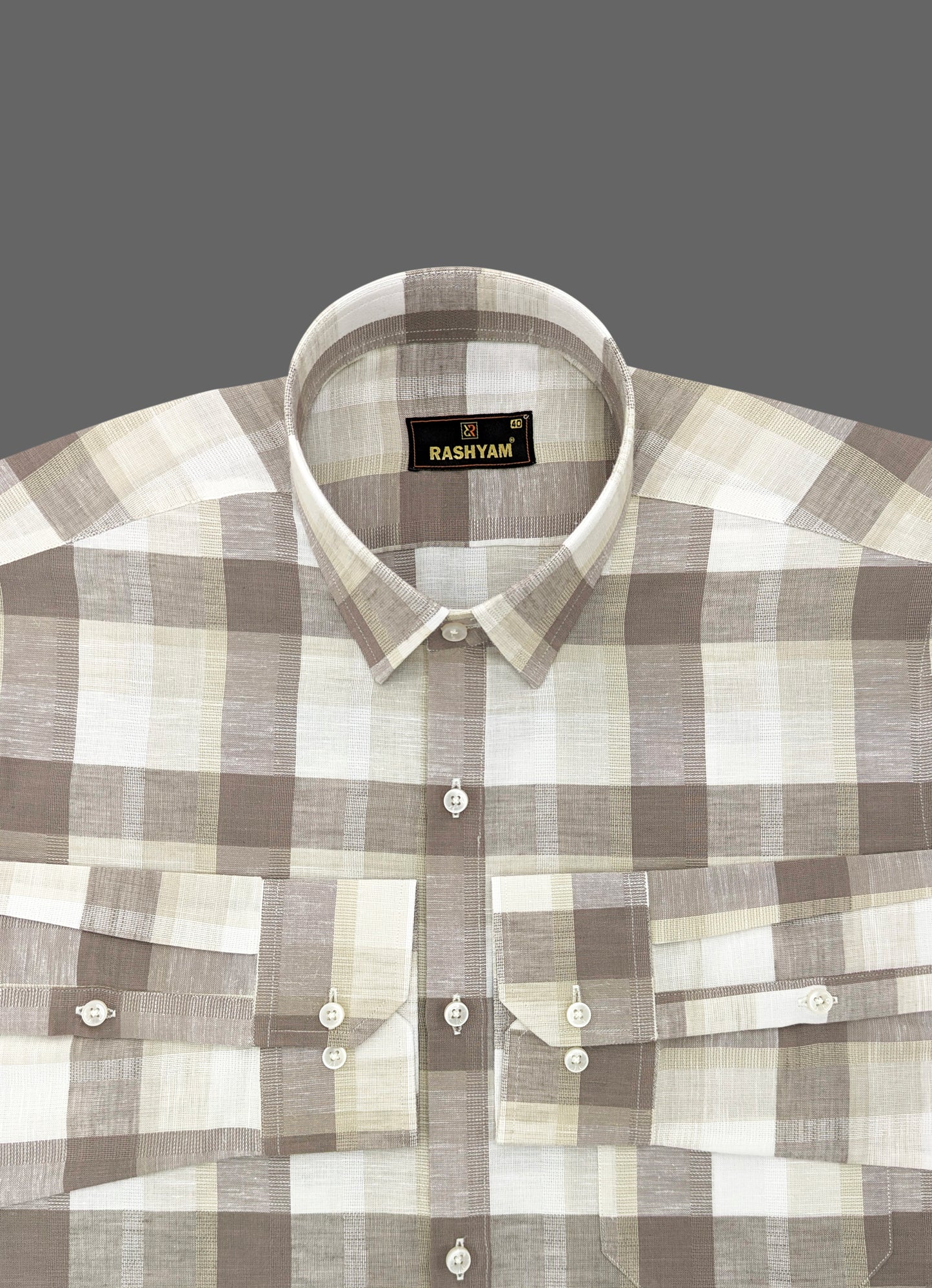 Premium Martini Brown Checks Italian Linen Shirt For Men