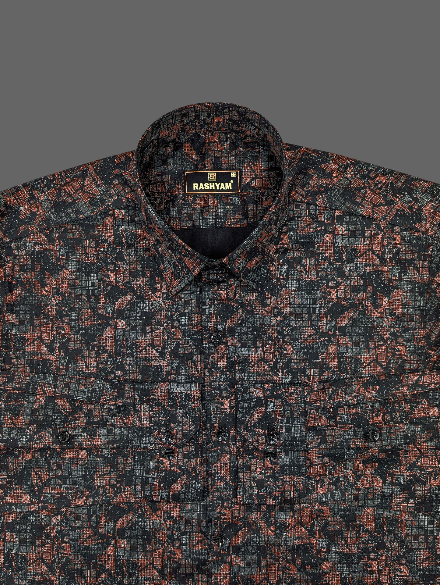 Spello Black Printed Luxurious Giza Cotton Formal Shirt For Men