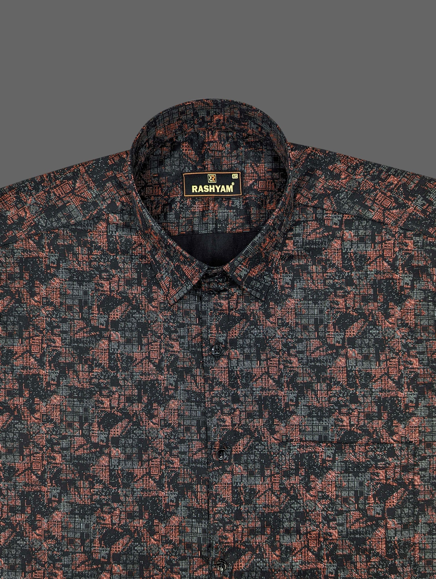 Spello Black Printed Luxurious Giza Cotton Formal Shirt For Men