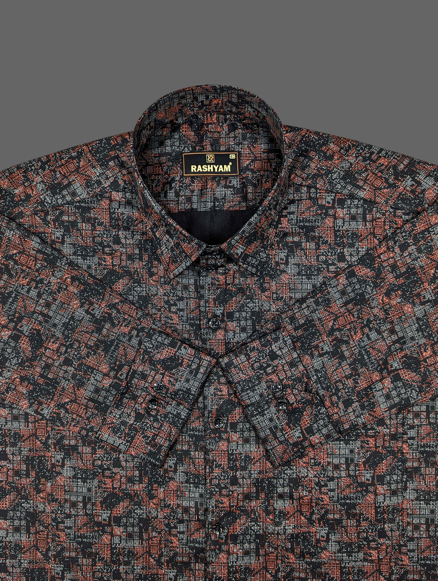 Spello Black Printed Luxurious Giza Cotton Formal Shirt For Men