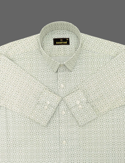 Spello Granite Green Printed Luxurious Giza Cotton Formal Shirt For Men