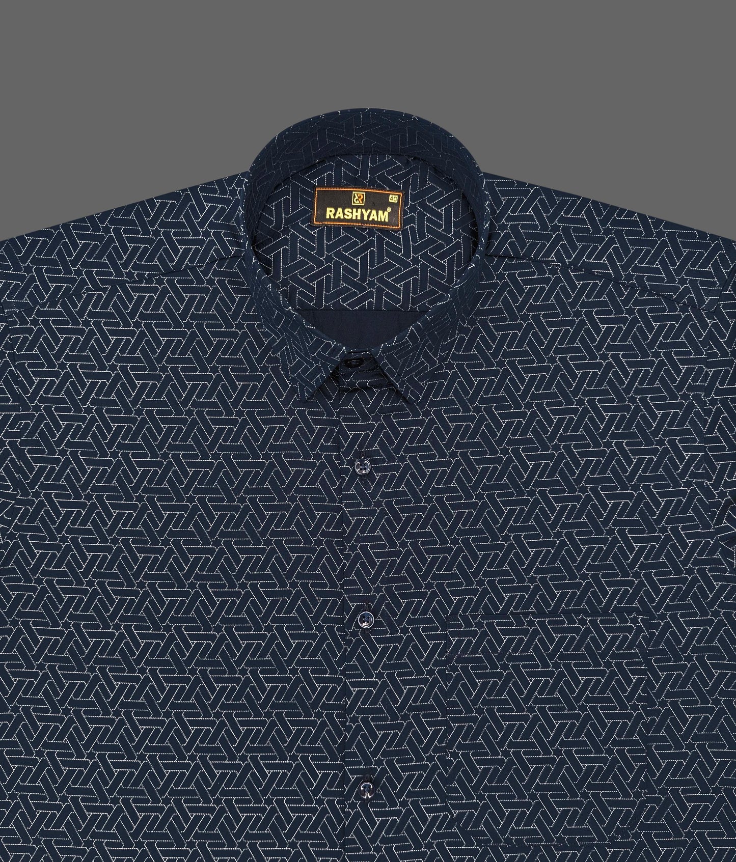 Spello Navy blue Designer Printed Luxurious Giza Cotton Formal Shirt For Men