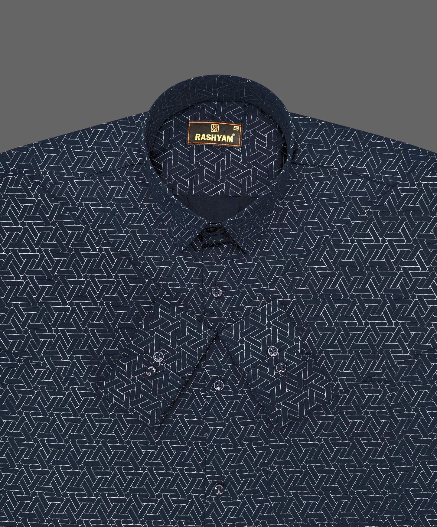 Spello Navy blue Designer Printed Luxurious Giza Cotton Formal Shirt For Men