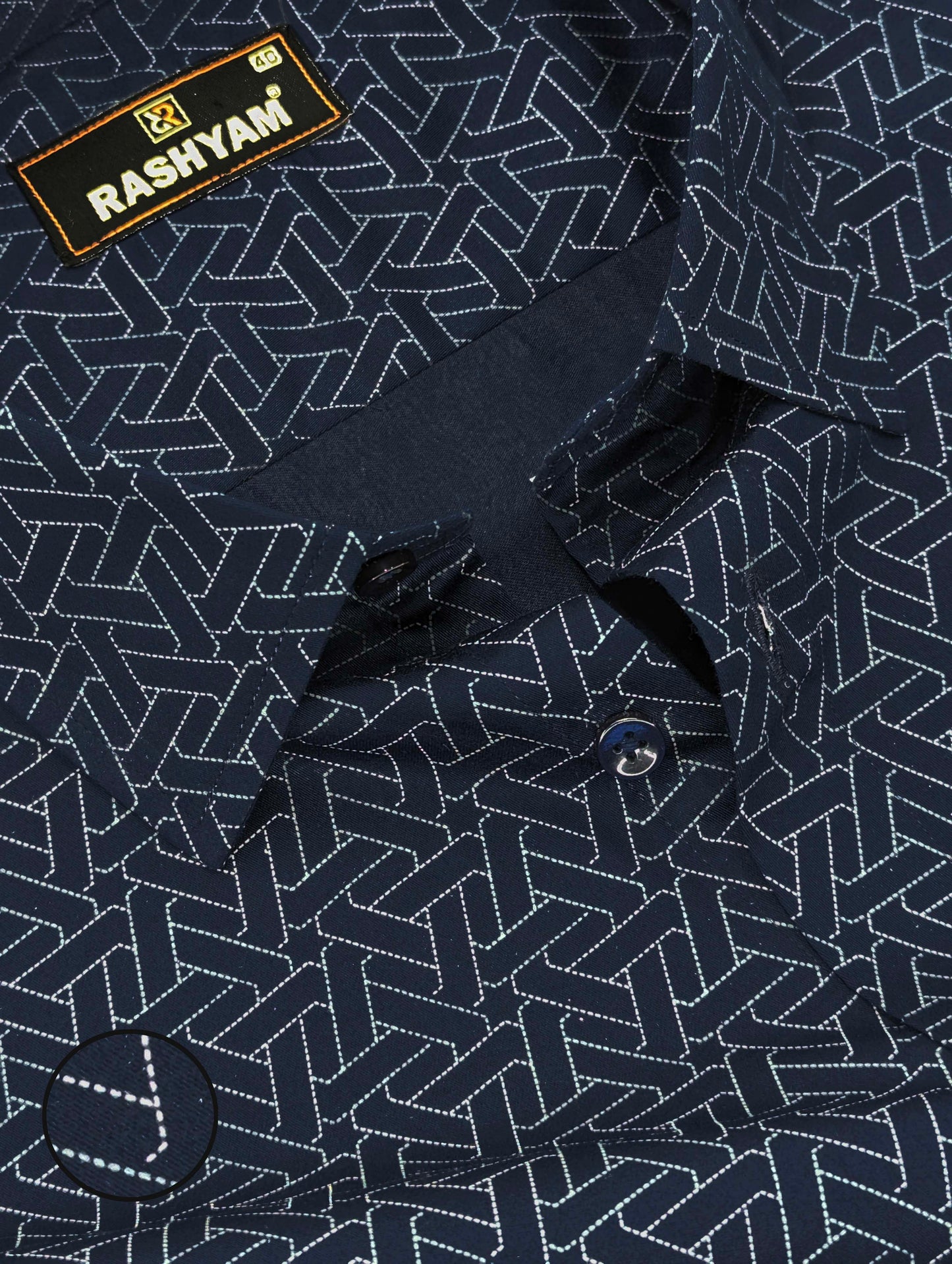 Spello Navy blue Designer Printed Luxurious Giza Cotton Formal Shirt For Men