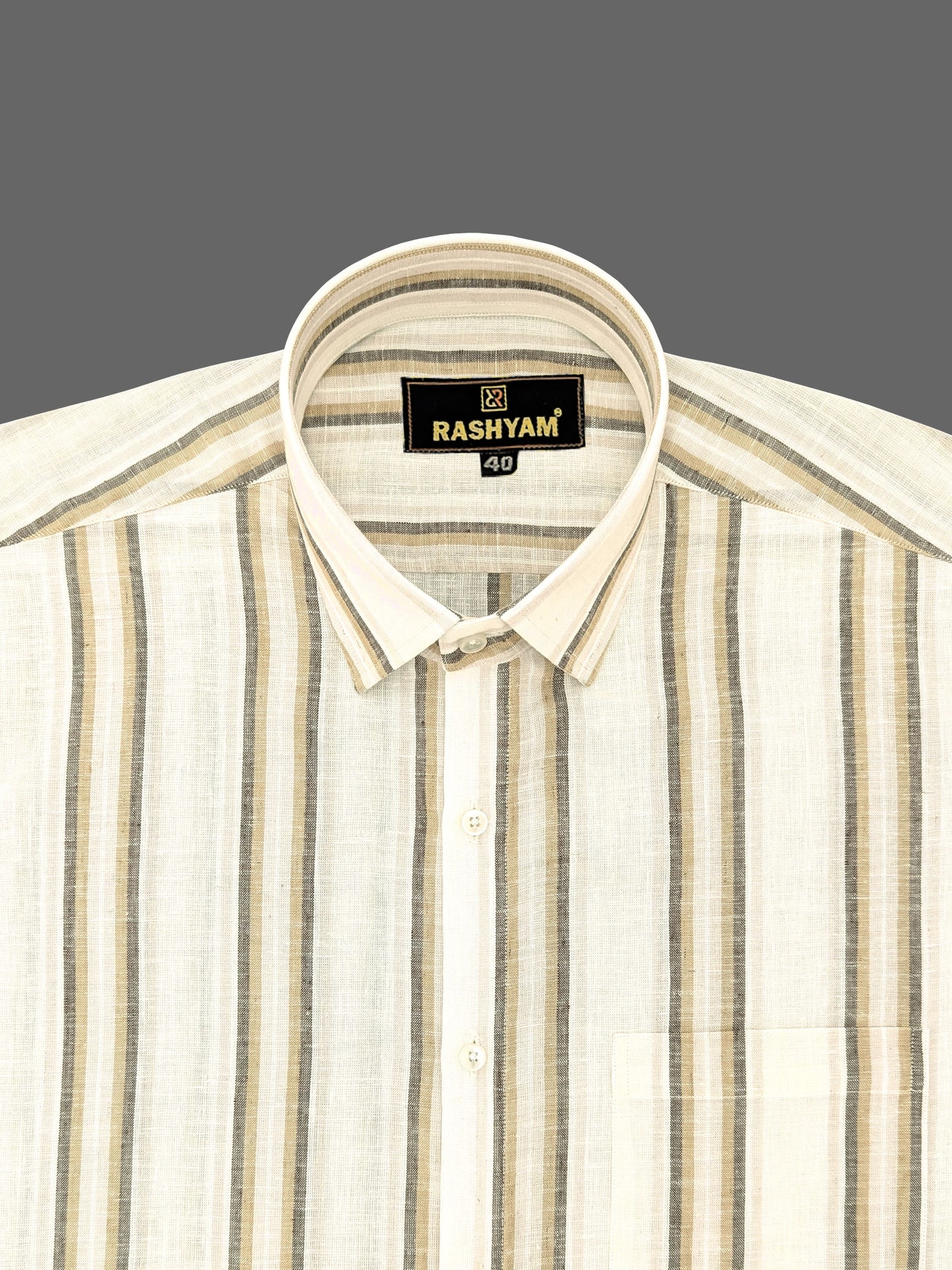 Marzeno Luxurious Linen Cotton Sorrel Brown Cream Lining Formal Shirt For Men