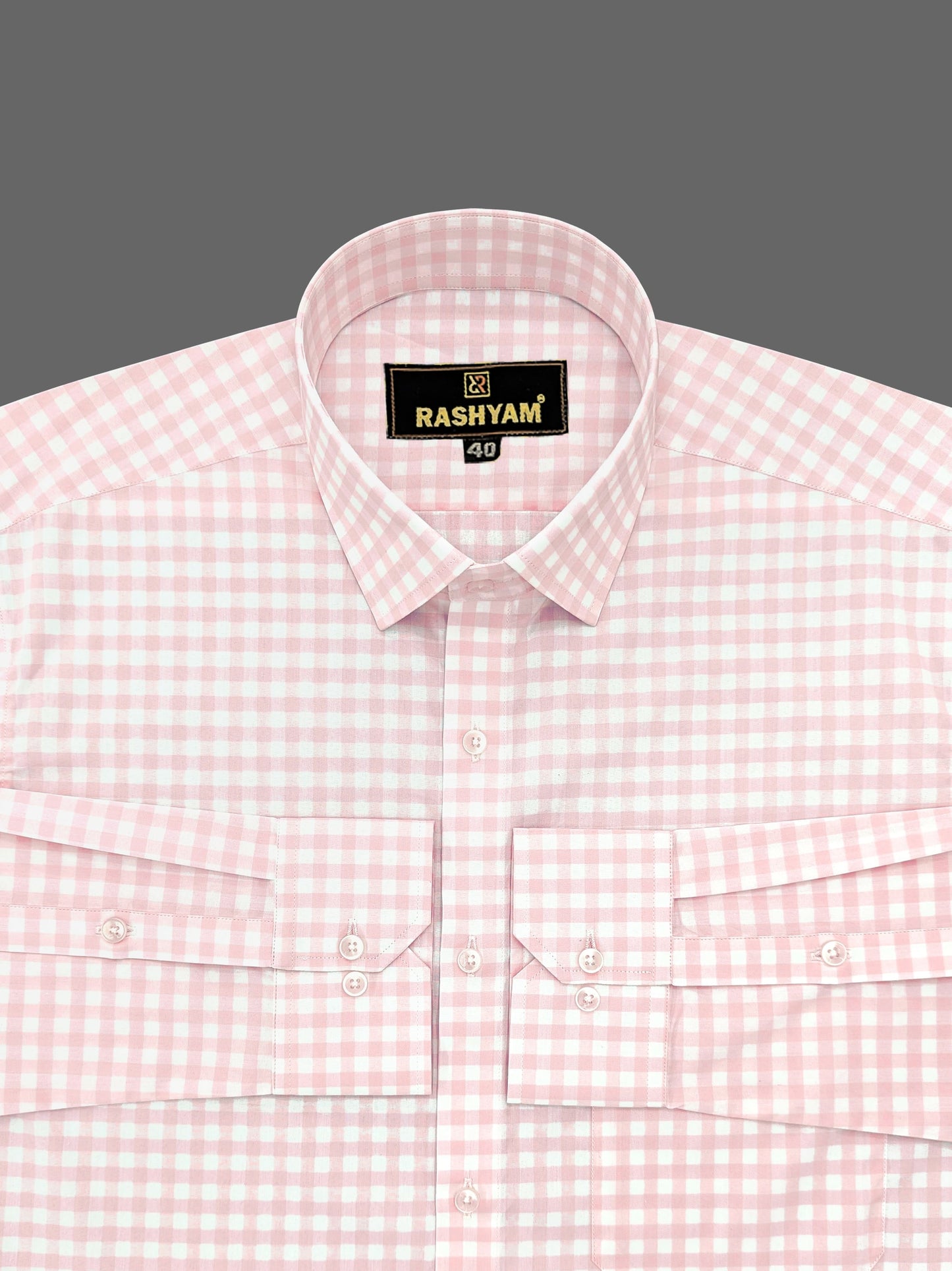 Marchetti Light Pink Checks Luxurious Giza Cotton Formal Shirt For Men