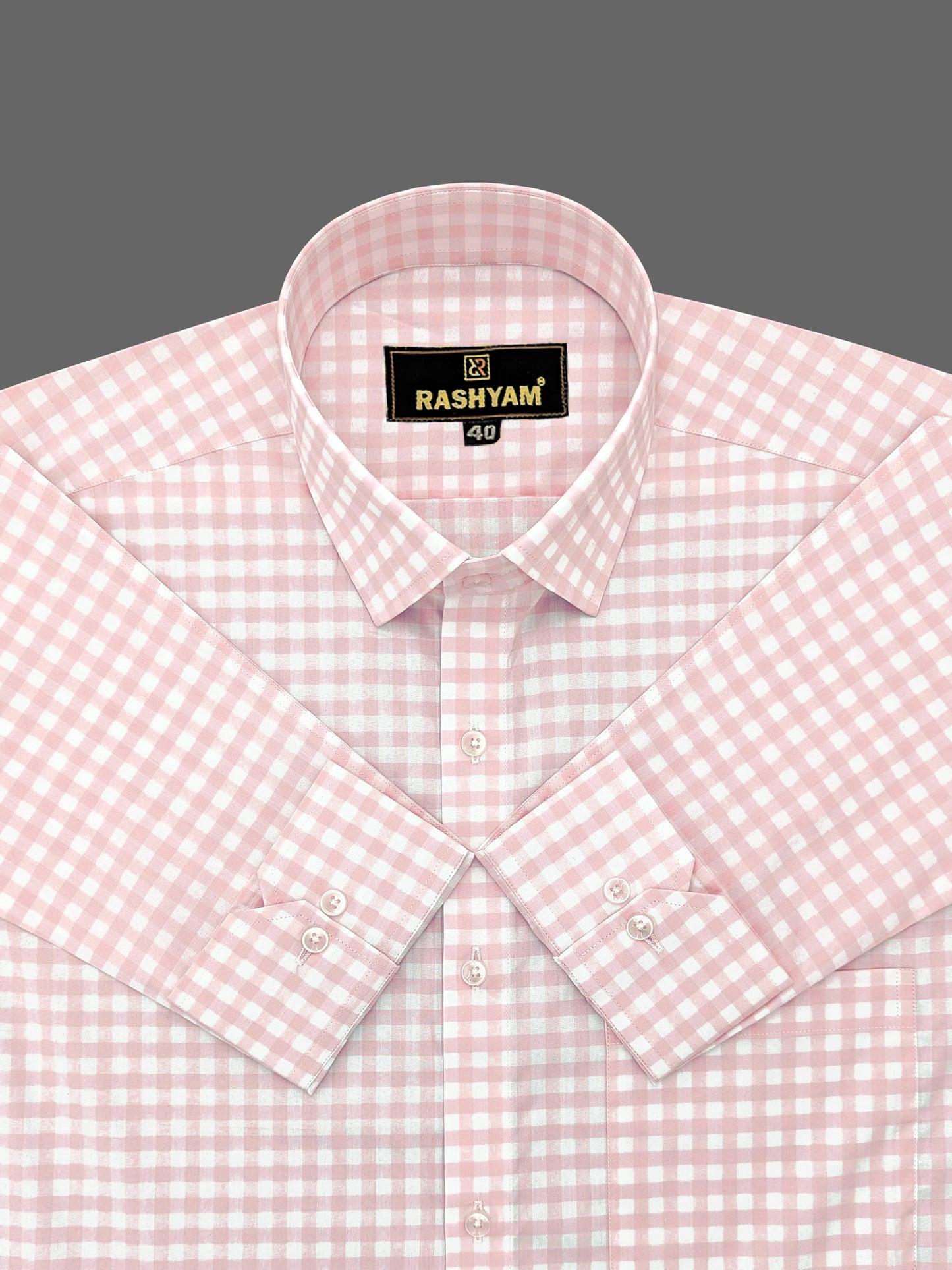 Marchetti Light Pink Checks Luxurious Giza Cotton Formal Shirt For Men