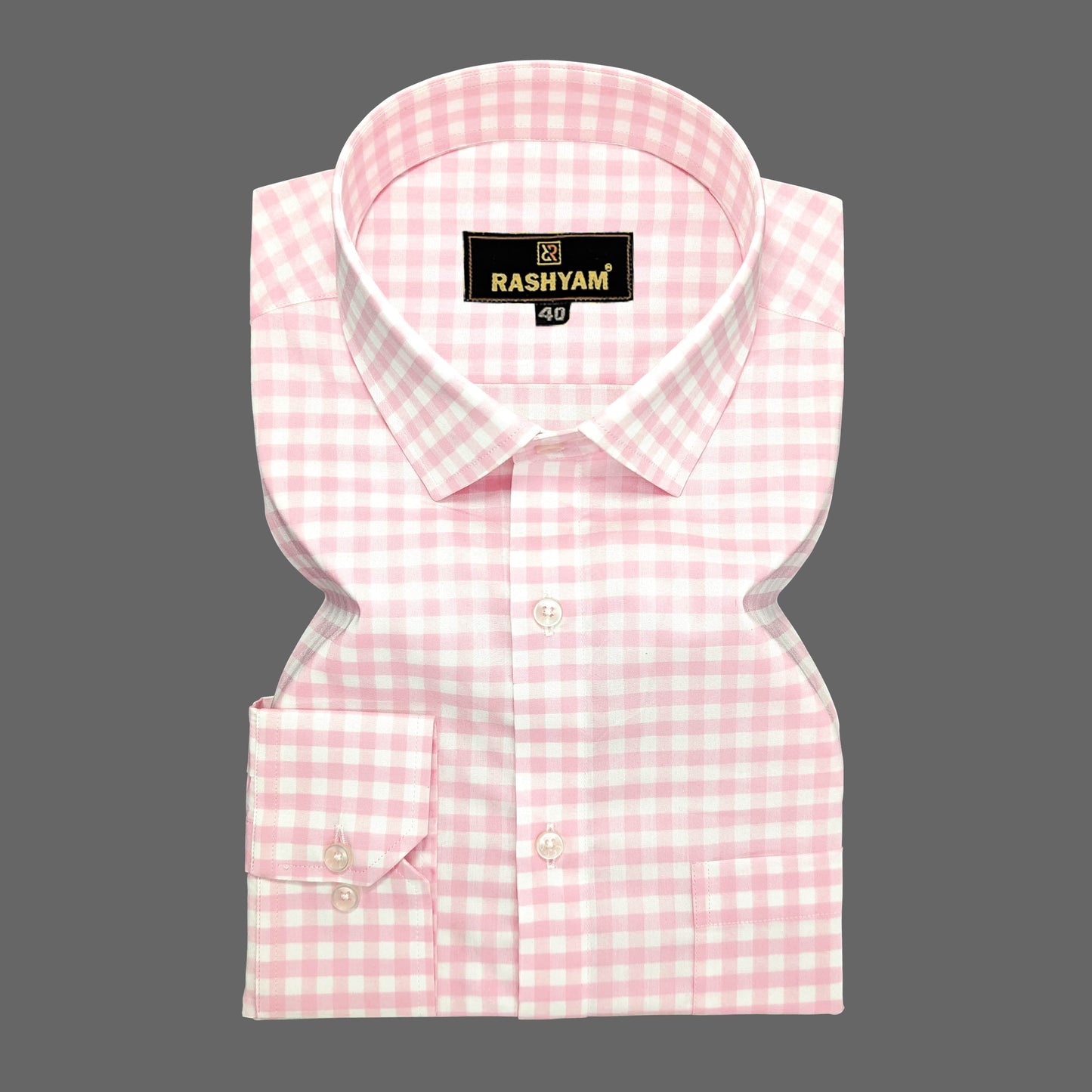 Marchetti Light Pink Checks Luxurious Giza Cotton Formal Shirt For Men