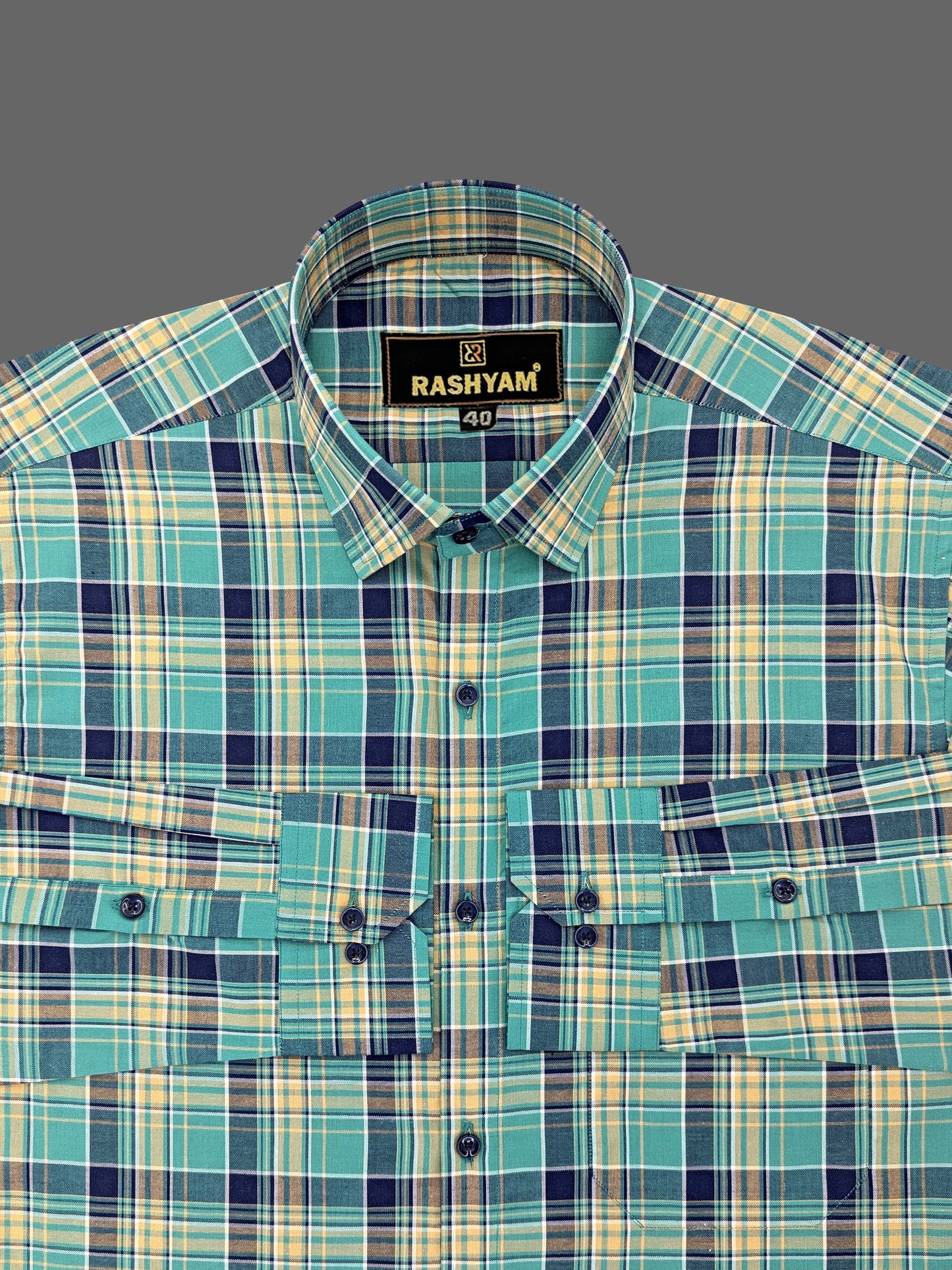 Premium Green With Blue Oxford Checks Shirt For Men