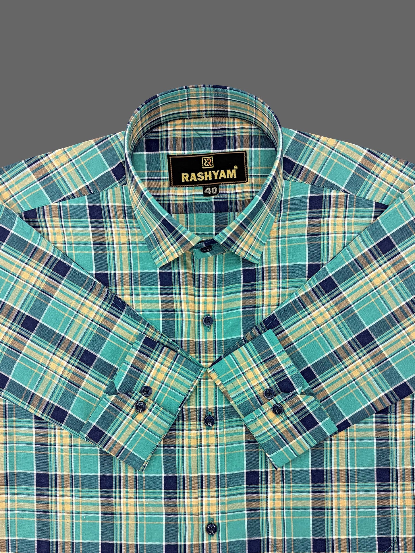 Premium Green With Blue Oxford Checks Shirt For Men