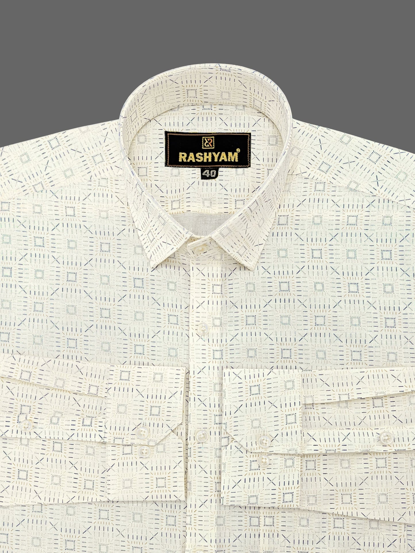 Luxurious Italian Linen Cotton Bavarian Cream Printed Shirt