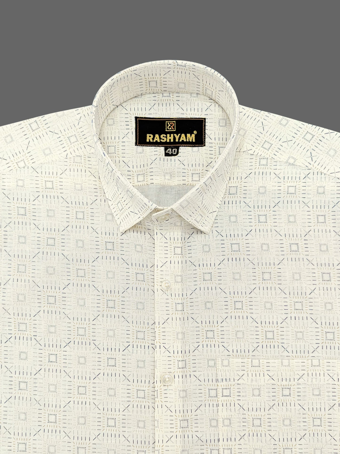 Luxurious Italian Linen Cotton Bavarian Cream Printed Shirt