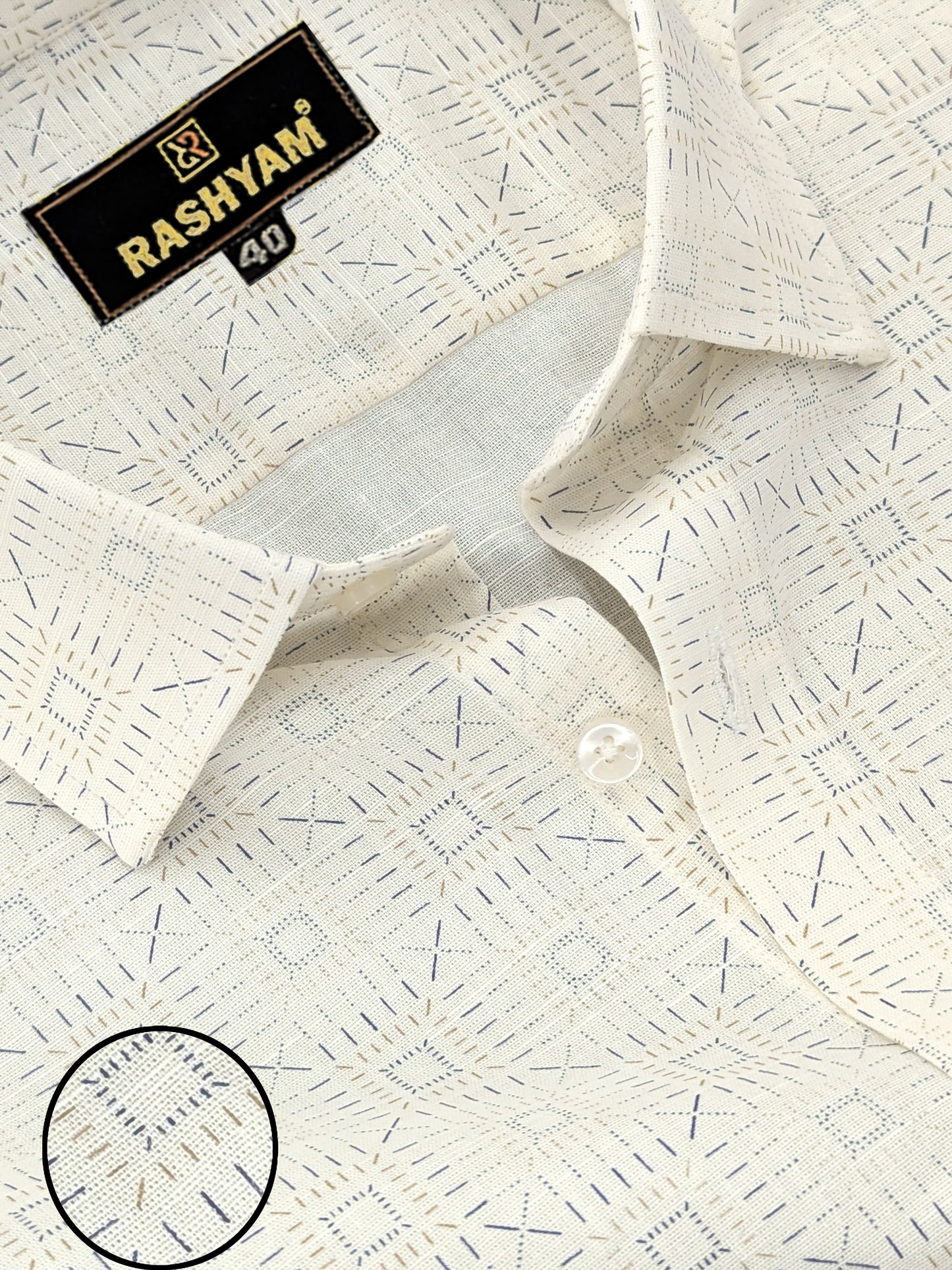 Luxurious Italian Linen Cotton Bavarian Cream Printed Shirt