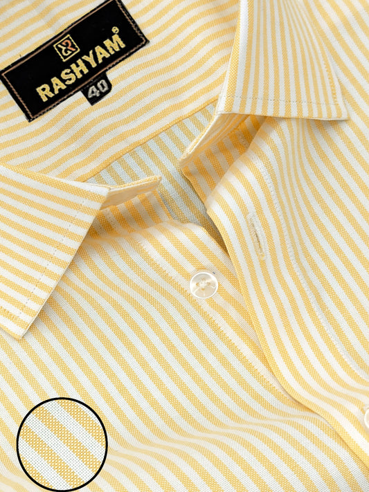 Lemon Yellow Stripe Premium Cotton Men's Formal Shirt