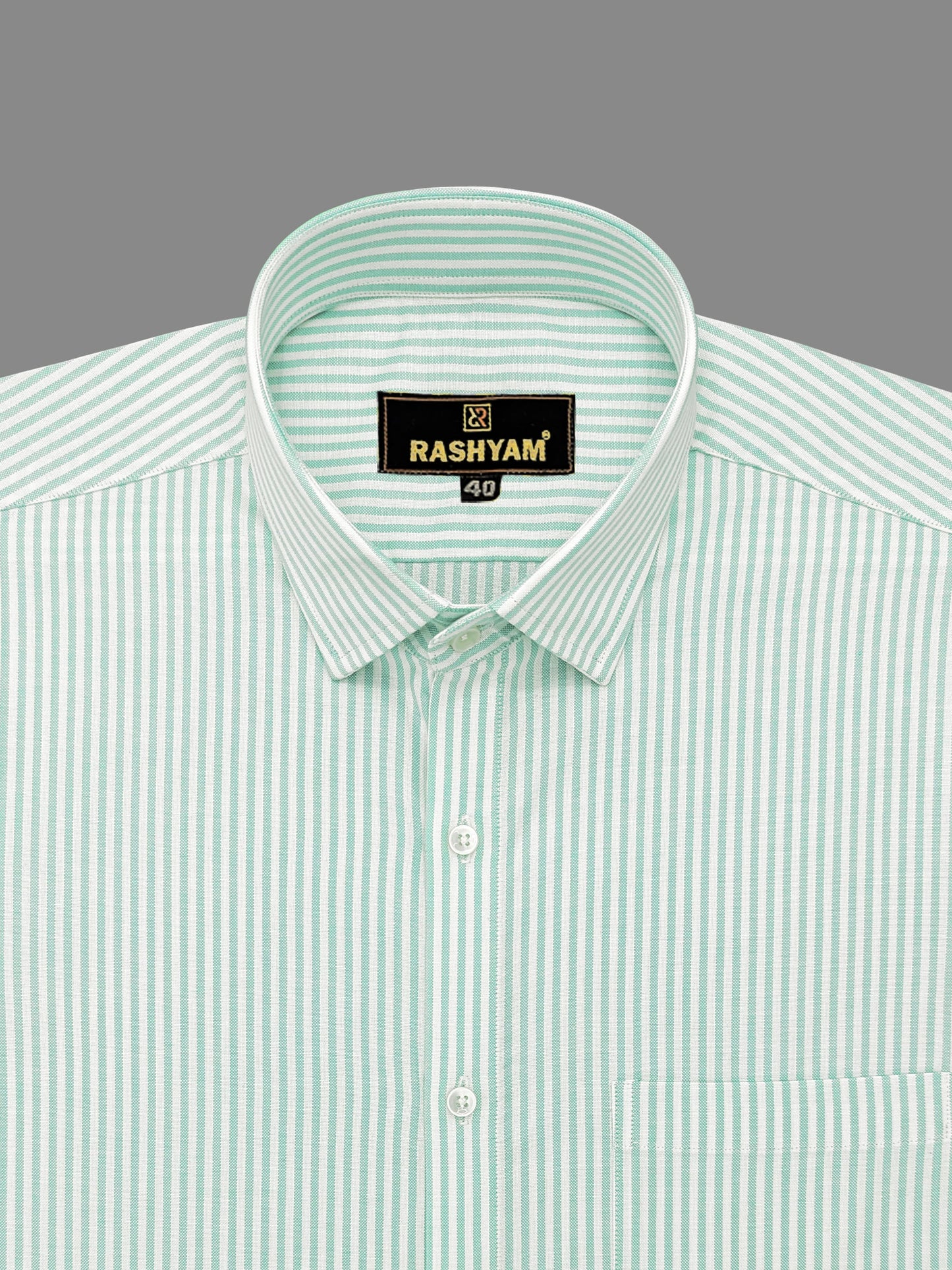 Leaf Green Stripe Premium Cotton Men's Formal Shirt