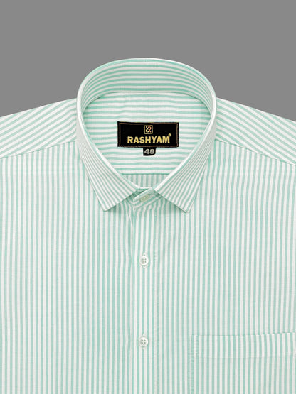 Leaf Green Stripe Premium Cotton Men's Formal Shirt