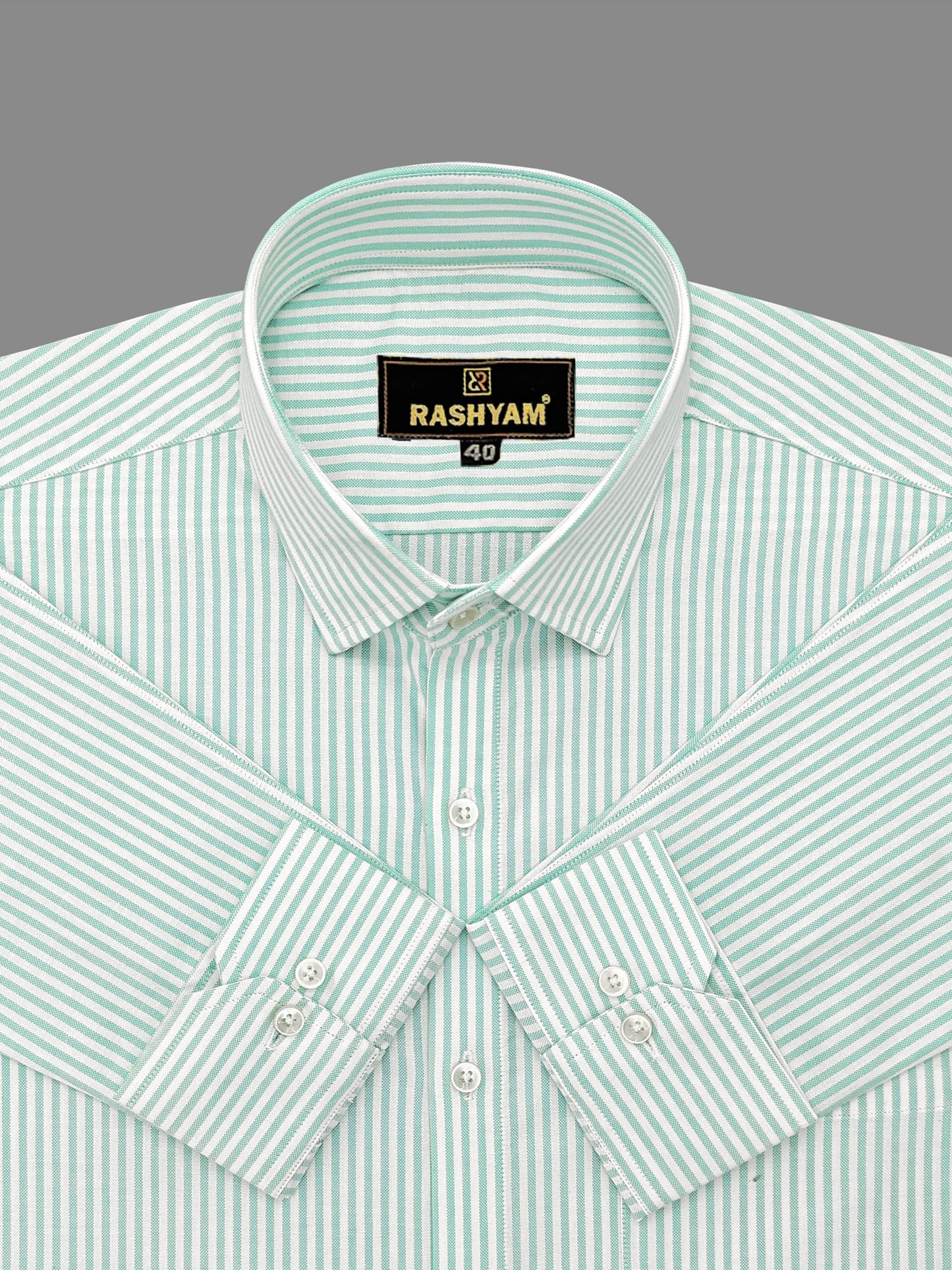 Leaf Green Stripe Premium Cotton Men's Formal Shirt