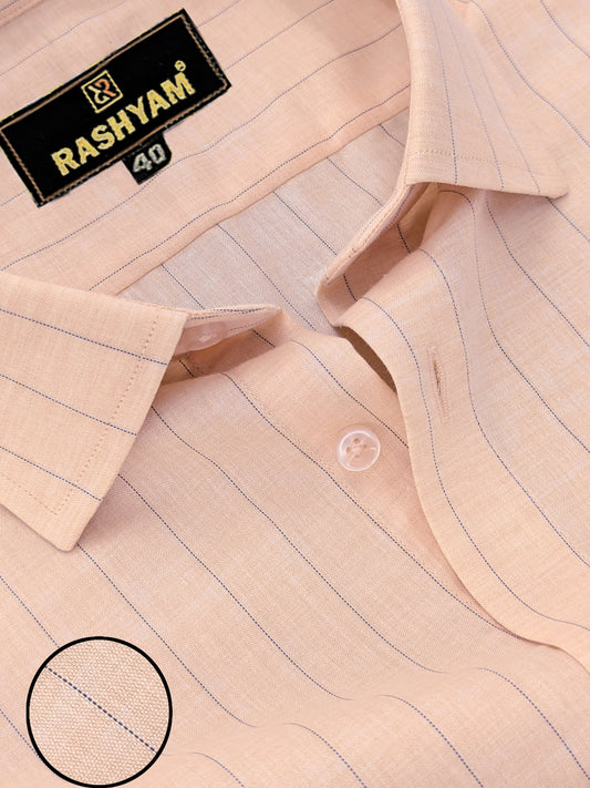 Luxurious Rose Gold With Blue Line Cotton Shirt For Men