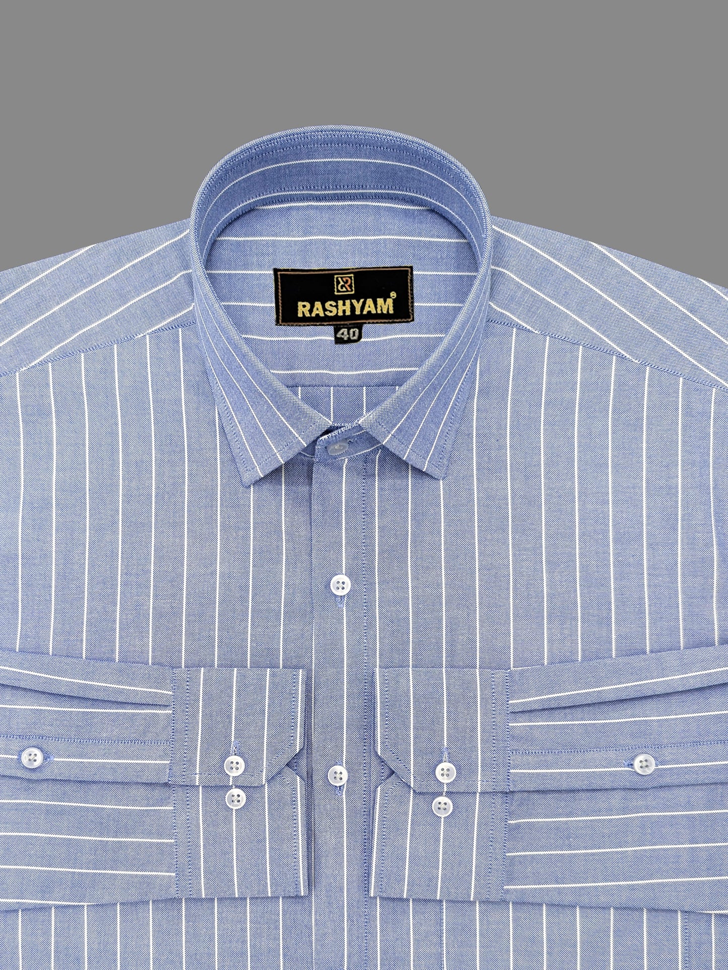 Zodiac White Stripe On Blue Luxury Oxford Cotton Shirt for men