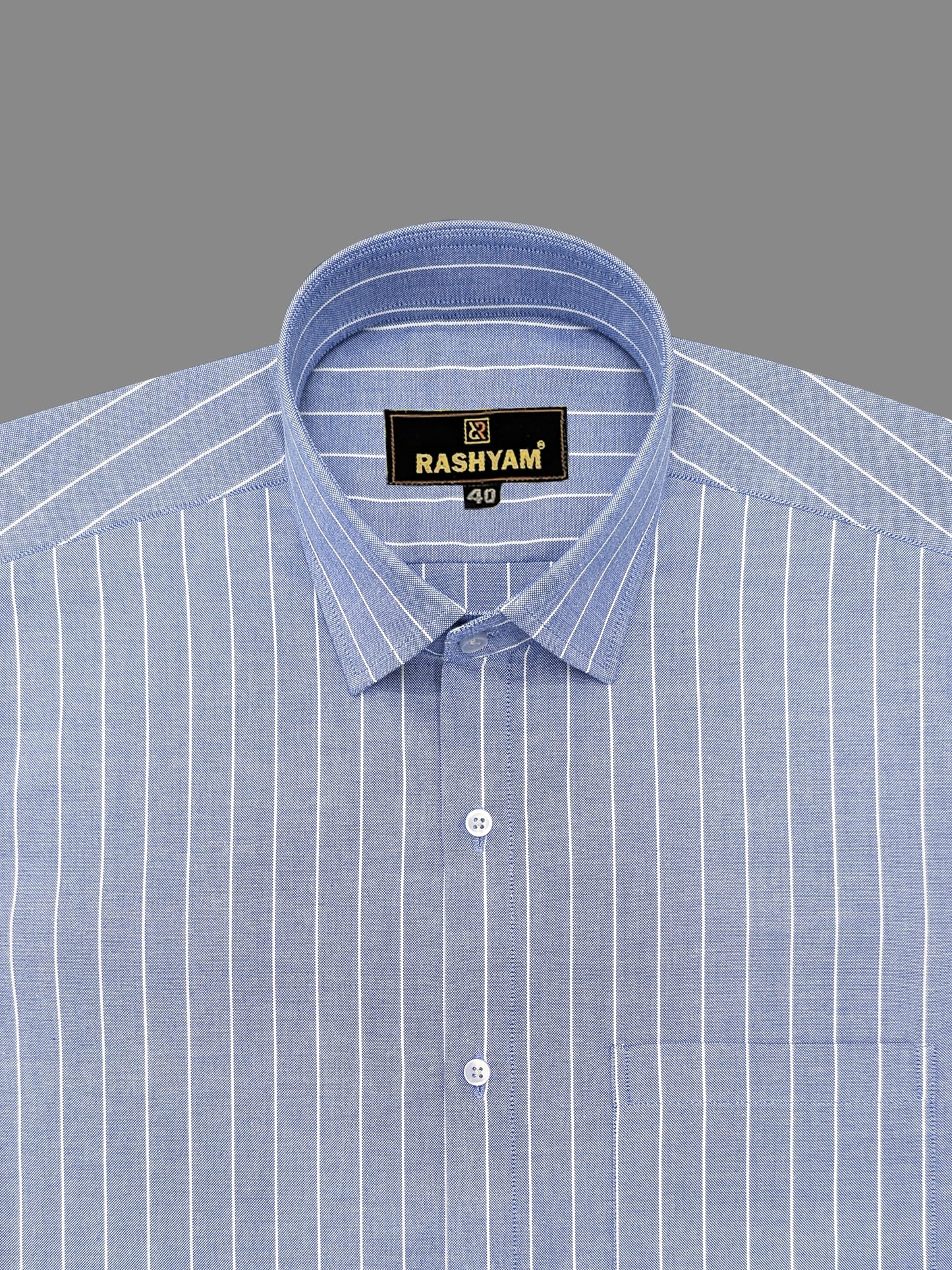 Zodiac White Stripe On Blue Luxury Oxford Cotton Shirt for men