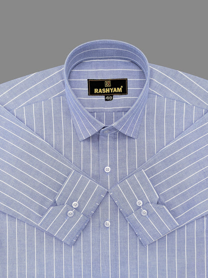 Zodiac White Stripe On Blue Luxury Oxford Cotton Shirt for men