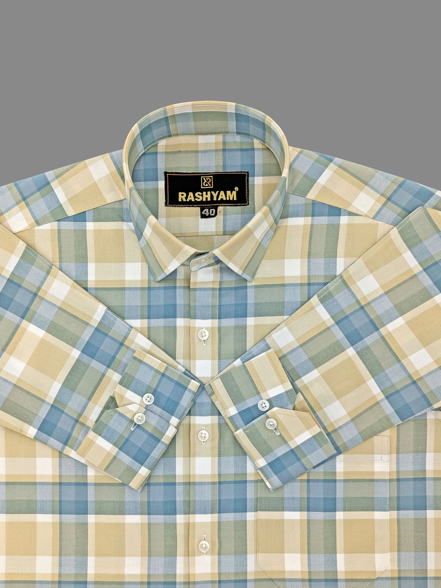 Sevilla Brown With Blue Checks Premium Oxford Cotton Shirt For Men