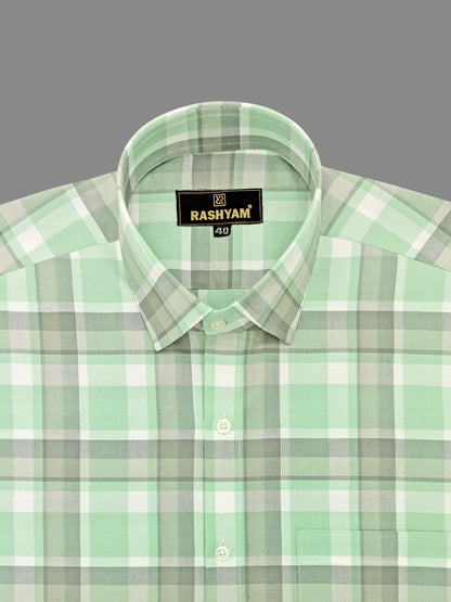 Sevilla Shadow Green with Grey Checks Premium Oxford Cotton Shirt For Men