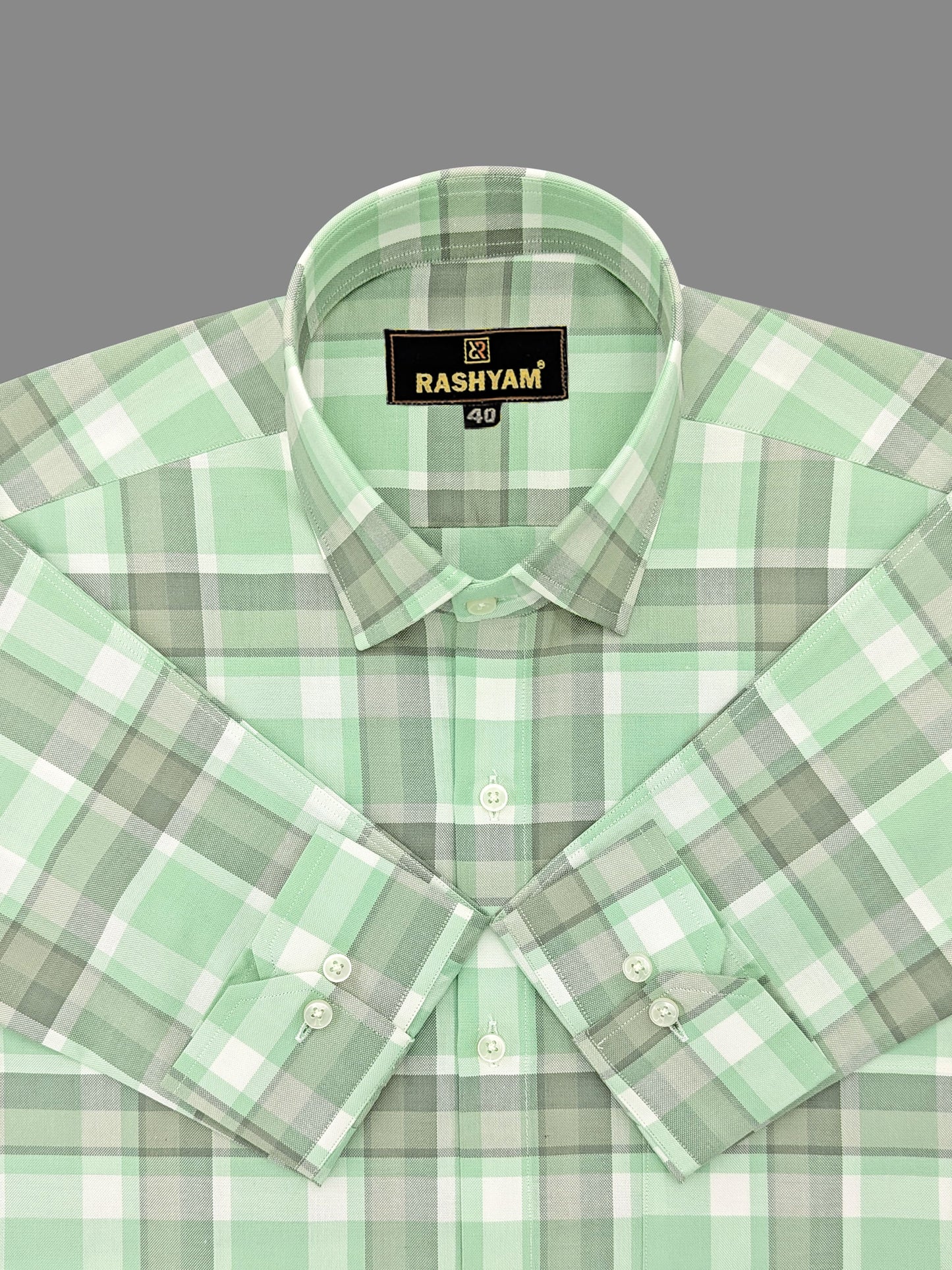 Sevilla Shadow Green with Grey Checks Premium Oxford Cotton Shirt For Men