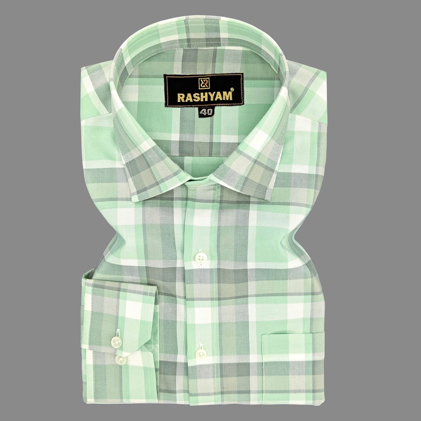 Sevilla Shadow Green with Grey Checks Premium Oxford Cotton Shirt For Men