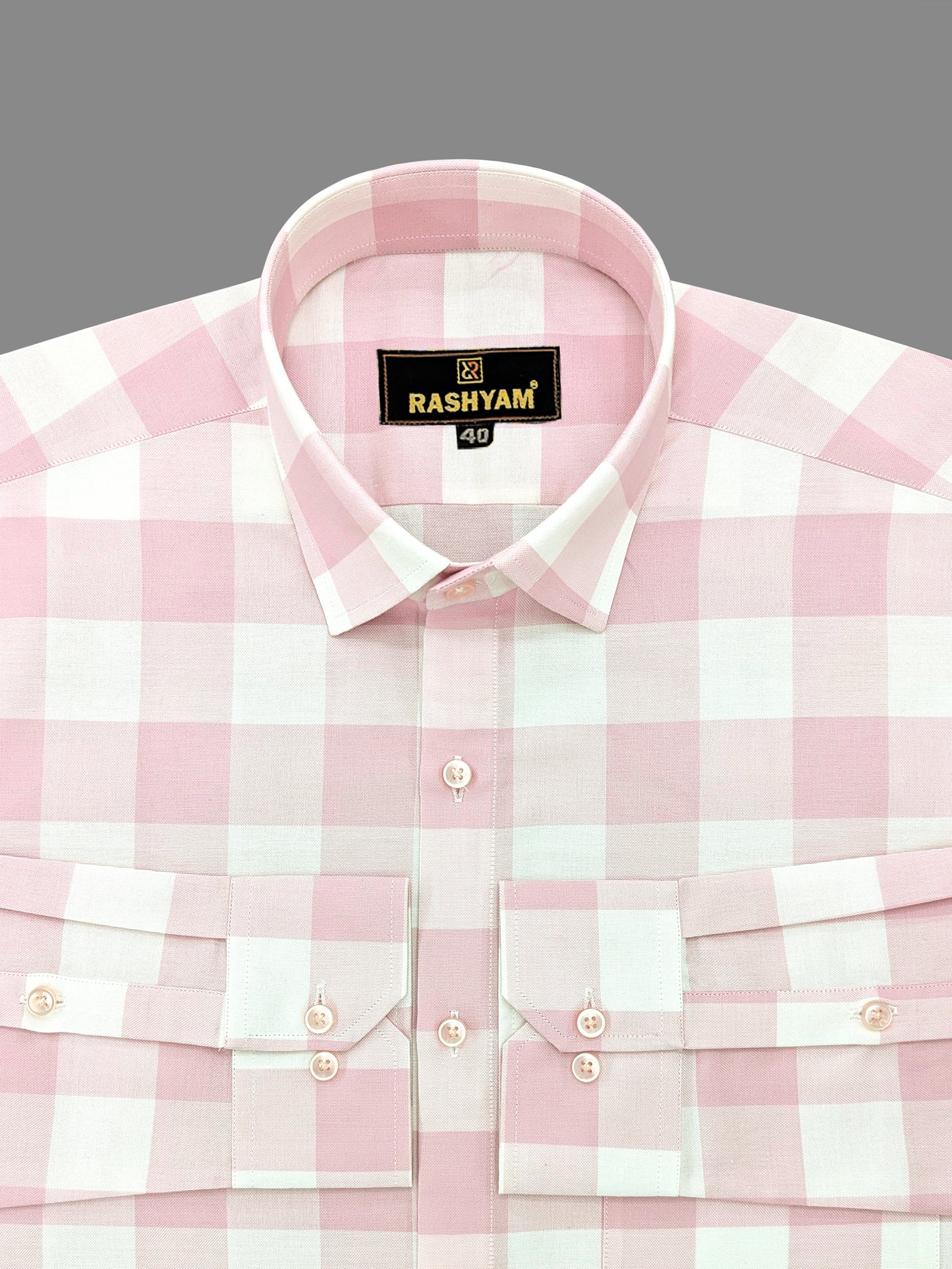 Sevilla Light Pink With White Checks Premium Cotton Shirt For Men