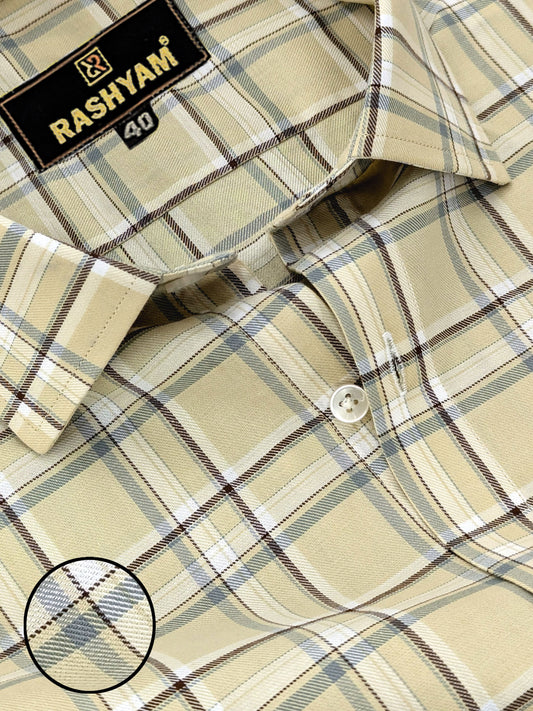 Sevilla Roman Brown Multi Checks Premium Oxford Cotton Shirt For Men