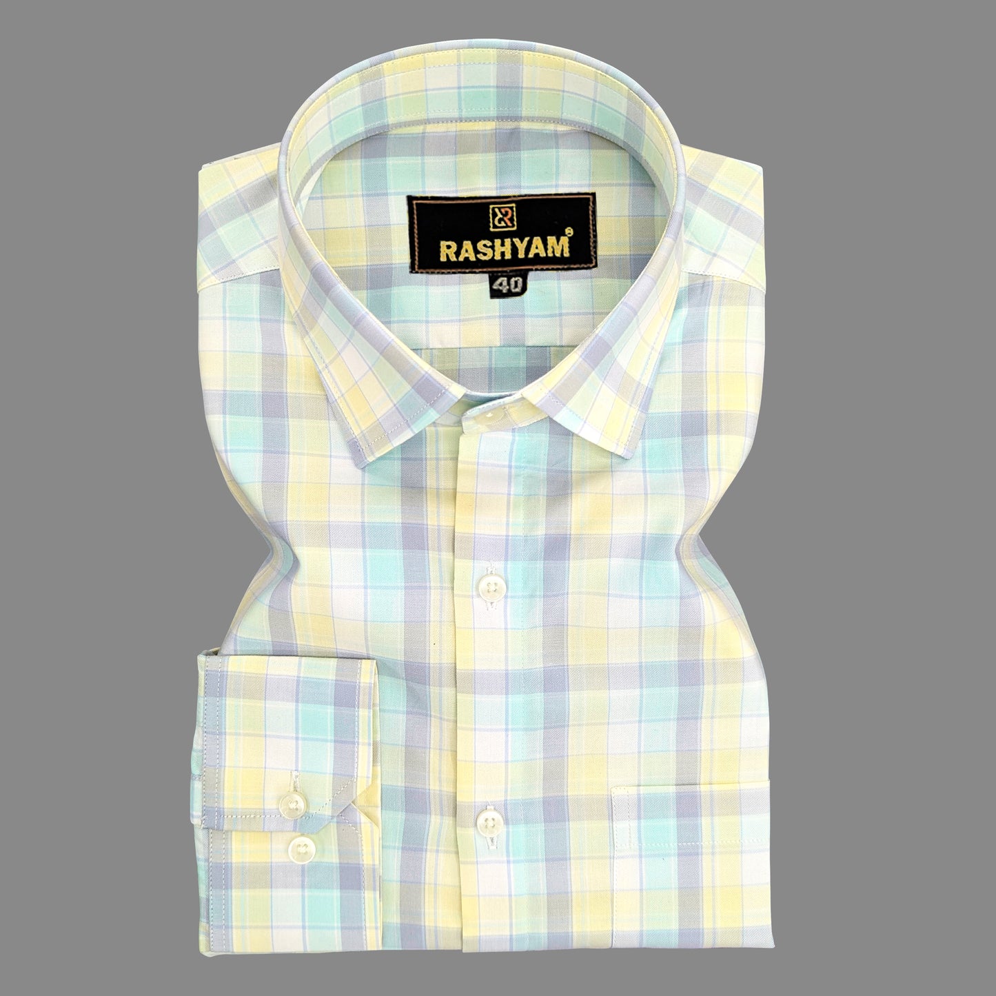 Sevilla Light Yellow With Blue Multi Checks Premium Cotton Shirt For Men