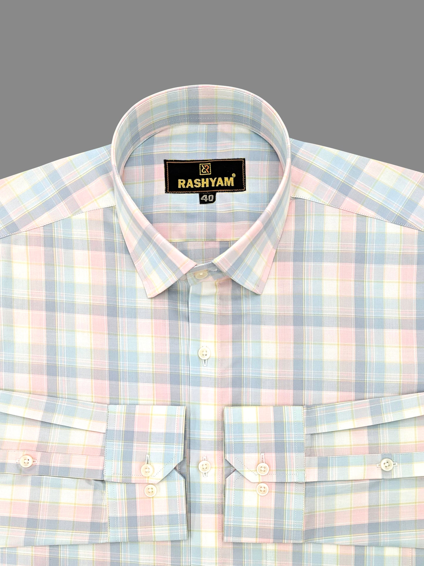 Sevilla Light Pink With Blue Multi Checks Premium Cotton Shirt For Men