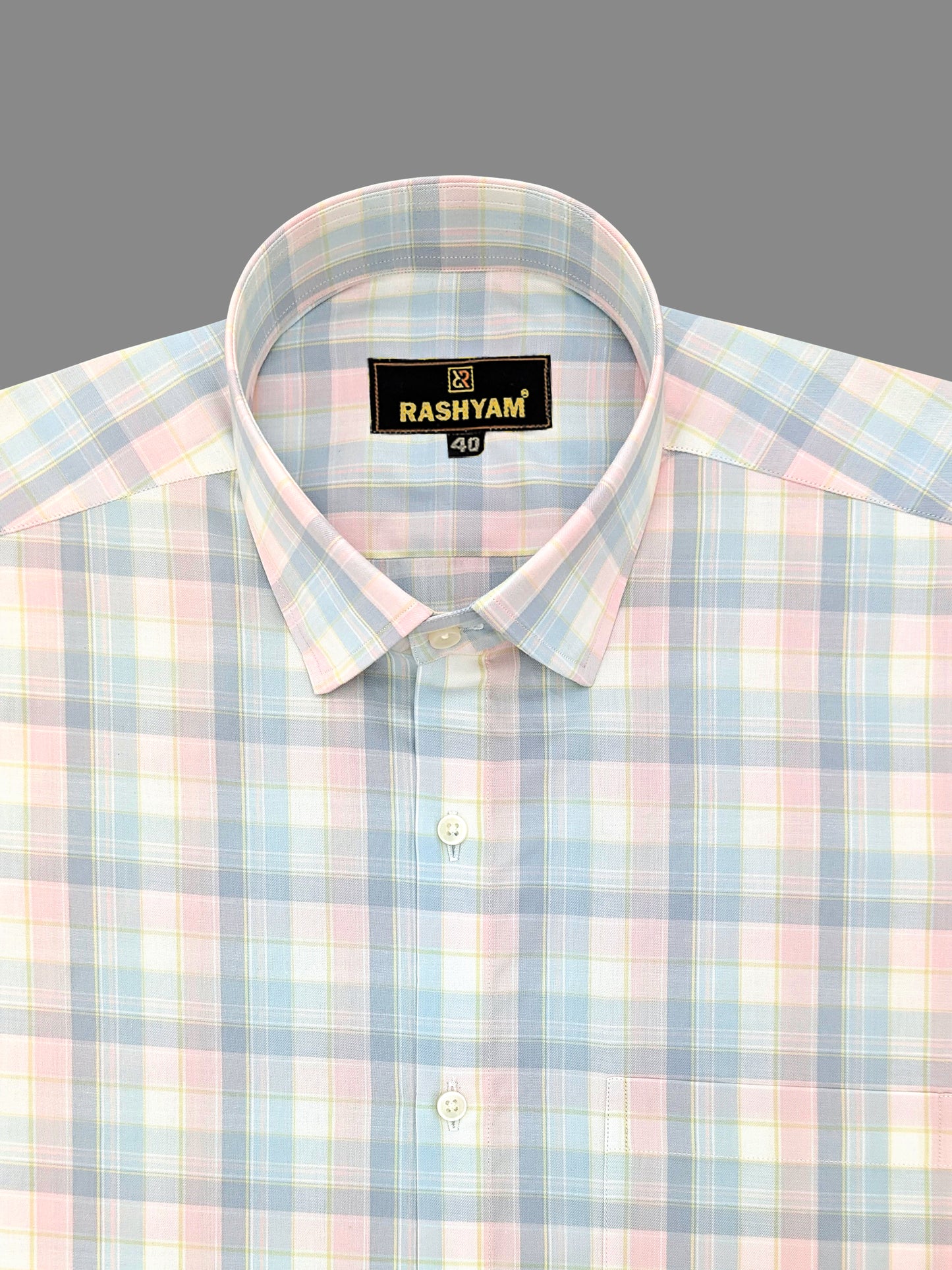 Sevilla Light Pink With Blue Multi Checks Premium Cotton Shirt For Men