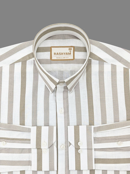 Luxurious Linen Cotton Almond Line Shirt For men