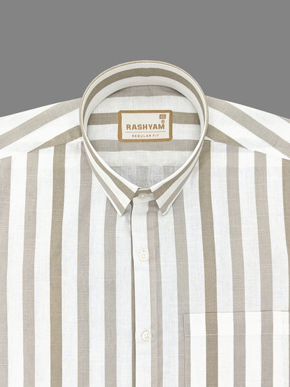 Luxurious Linen Cotton Almond Line Shirt For men