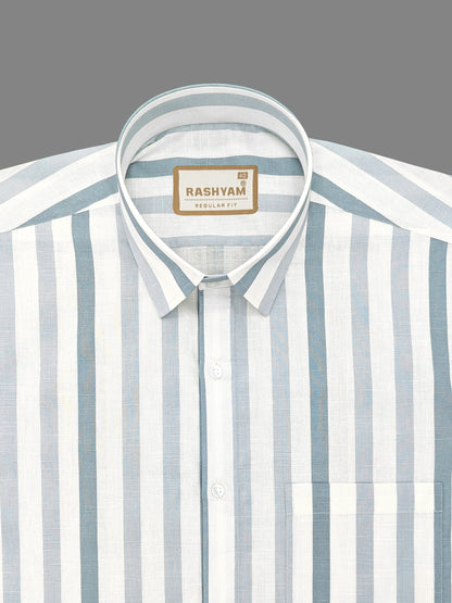 Luxurious Linen Cotton Blue Line Shirt For men