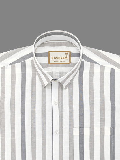 Luxurious Linen Cotton French Grey Line Shirt For men